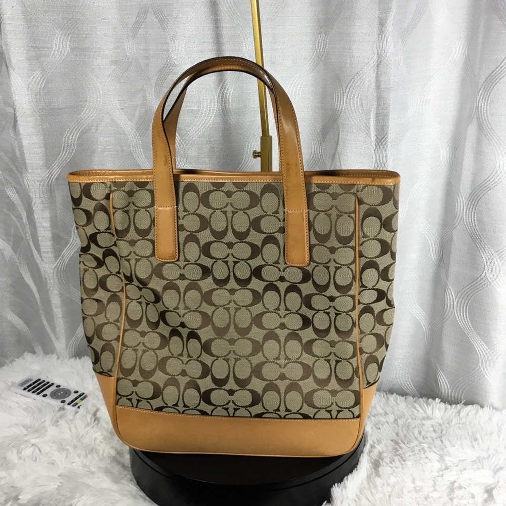 Coach Signature Canvas Tote in Tan and Brown - Picture 3 of 15